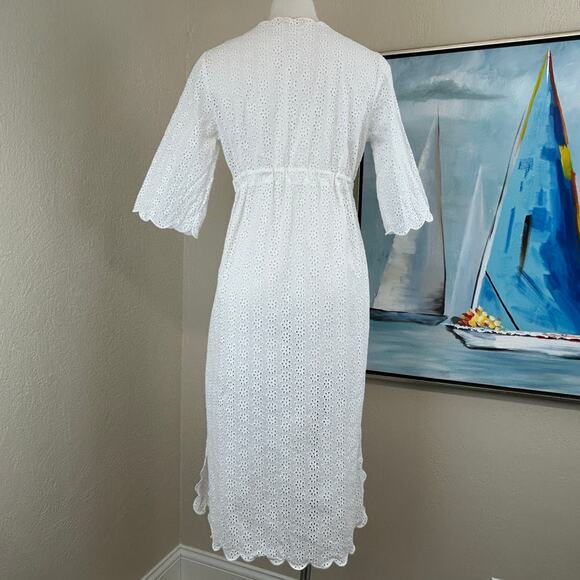 TORY BURCH Broderie Anglaise V-Neck Dress size small petite - Picture 5 of 9